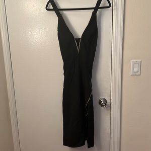 Michelle Mason Zipper Black Dress